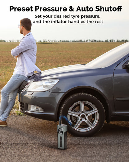 C2 Tire Inflator Portable Air Compressor with Digital Pressure Gauge LED Light