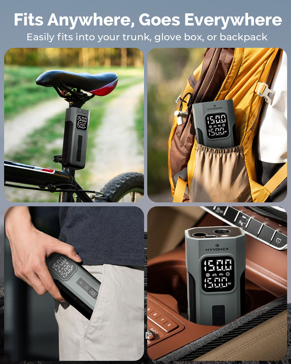 C2 Tire Inflator Portable Air Compressor with Digital Pressure Gauge LED Light